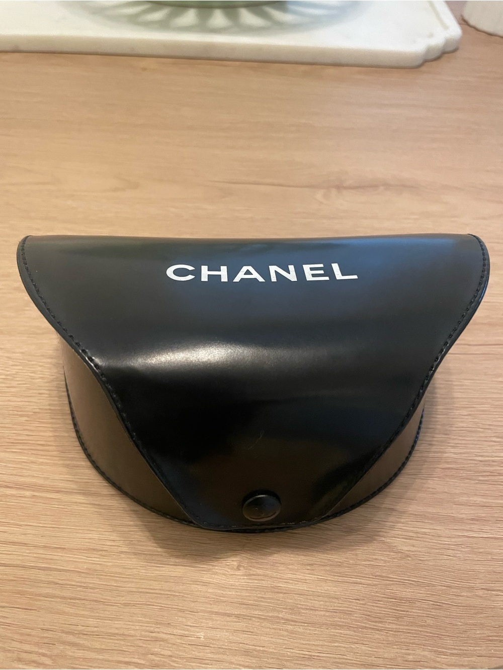CHANEL Black Sunglasses Case with White Logo